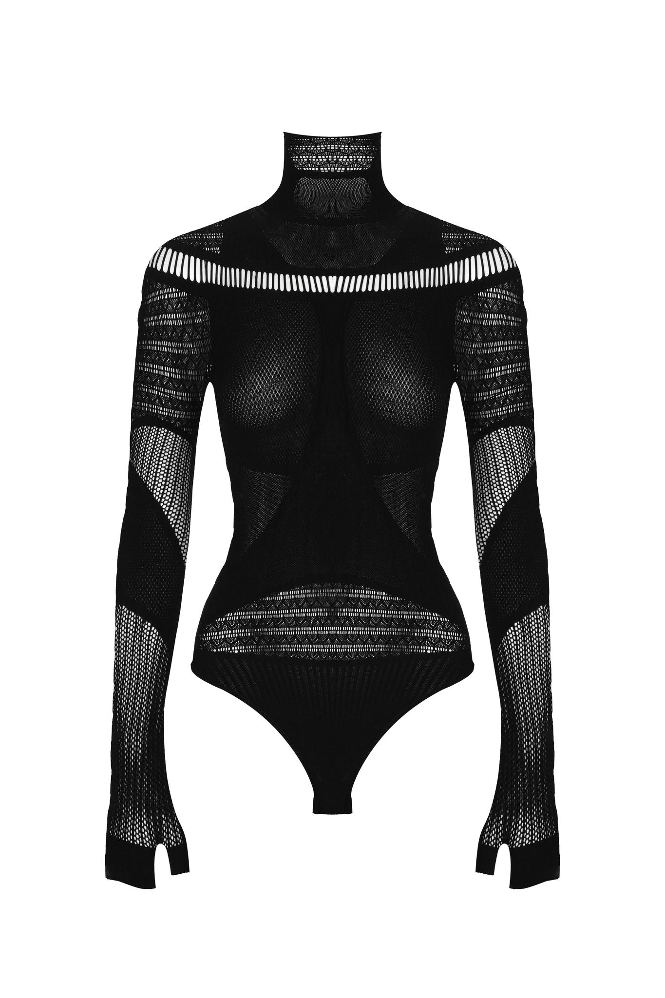 THE KRIPT High Cut Mesh Bodysuit - Black